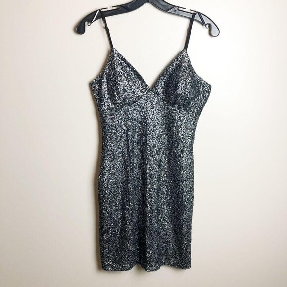 Potter's Pot Gunmetal Sequin Mini Dress - Picture 1 of 7